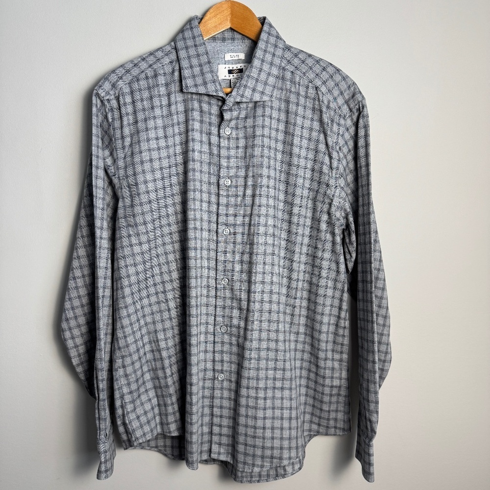 Joseph Abboud Men's Long‎ Sleeve Button Up Shirt Check Gray Size X-Large Casual